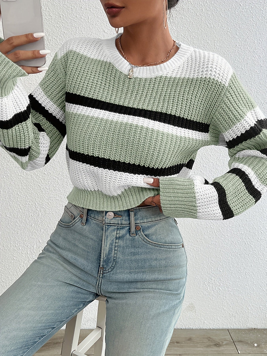 Comfortable and Stylish Knitted Sweater - Sienna-Blue-S-Nora Luxe