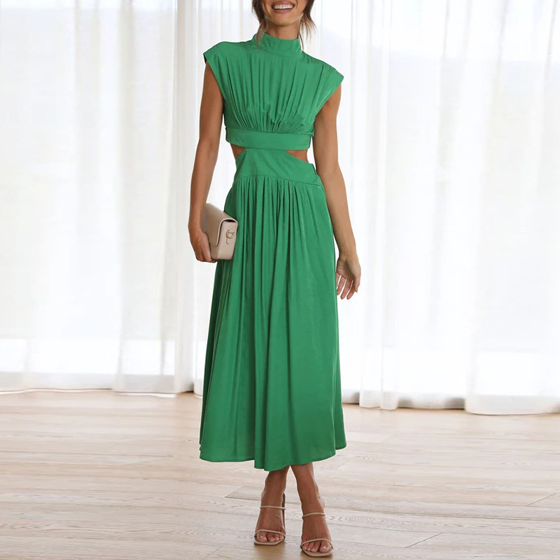 Comfortable and Stylish Stretch Dress - Mira-Green-S-Nora Luxe