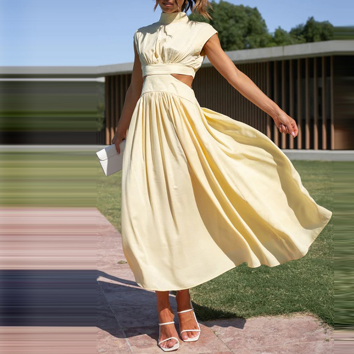 Comfortable and Stylish Stretch Dress - Mira-Yellow-S-Nora Luxe
