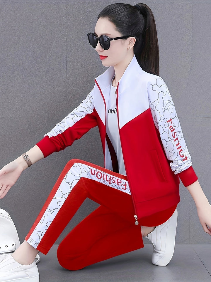 Comfortable and Stylish Tracksuit for Women - Sabine-Orange - White-M-Nora Luxe