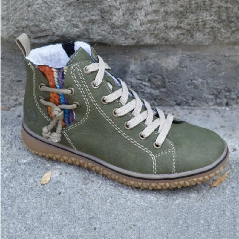 Comfortable Ankle Boots with Support and Style - Luna-Eucalyptus Green-3-Nora Luxe