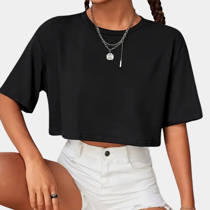 Comfortable Black T-shirt for Women - Livia-XS-Nora Luxe