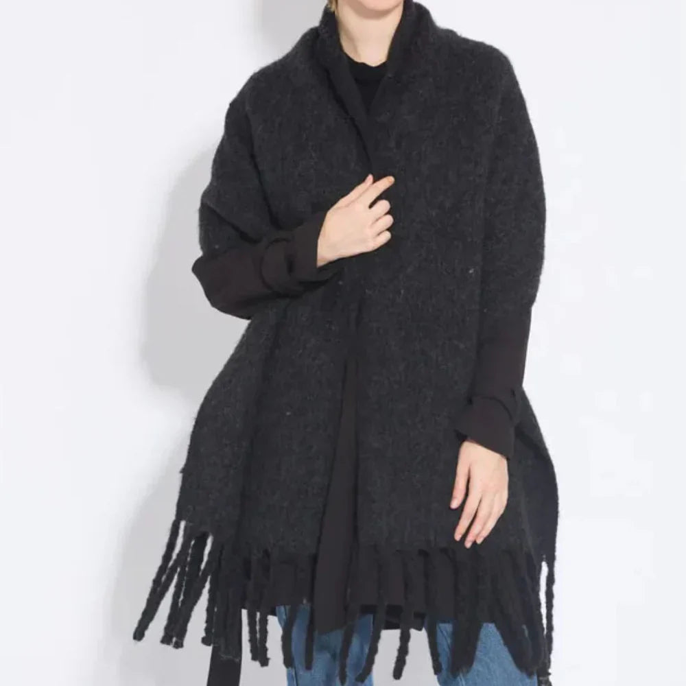 Comfortable Cashmere Scarf for Women - Eloise-Black-Nora Luxe