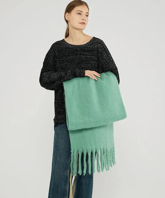 Comfortable Cashmere Scarf for Women - Eloise-Mint Green-Nora Luxe