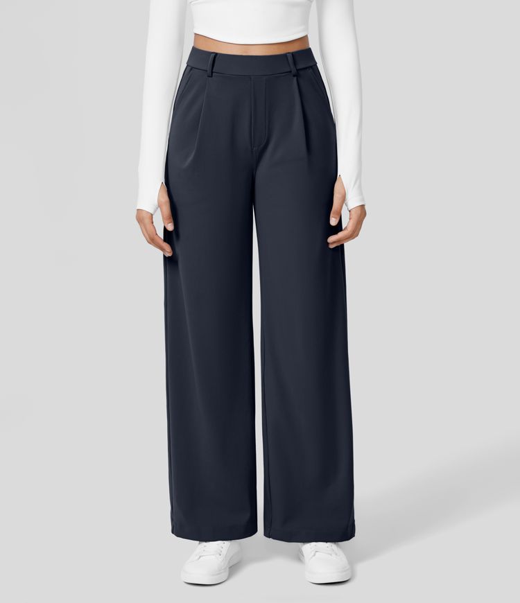 Comfortable Casual Trousers - Ace-Dark Blue-S-36-Nora Luxe