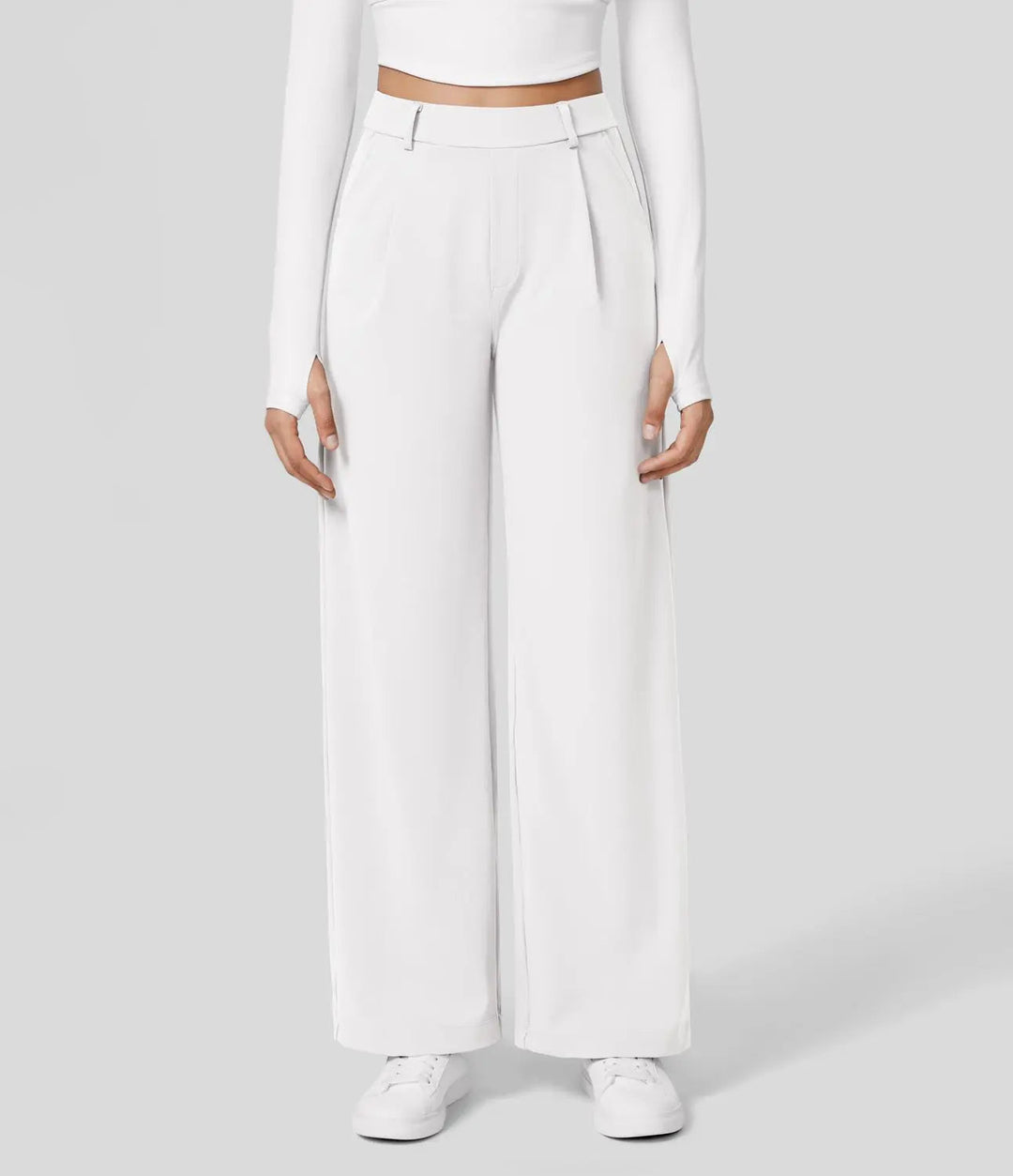 Comfortable Casual Trousers - Ace-White-S-36-Nora Luxe