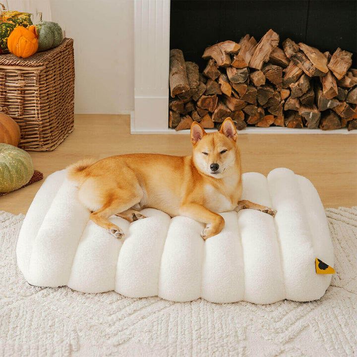 Comfortable Dog Bed - Cheesecake Comfort Bed-White-M-Nora Luxe