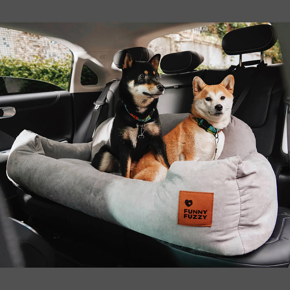 Comfortable Dog Car Bed - RoadPaw-Khaki Cream-Nora Luxe