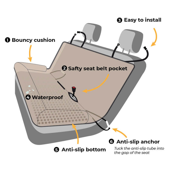 Comfortable Dog Car Bed - RoadPaw-Khaki Cream-Nora Luxe