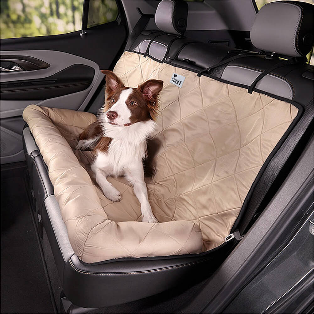 Comfortable Dog Car Bed - RoadPaw-Khaki Cream-Nora Luxe