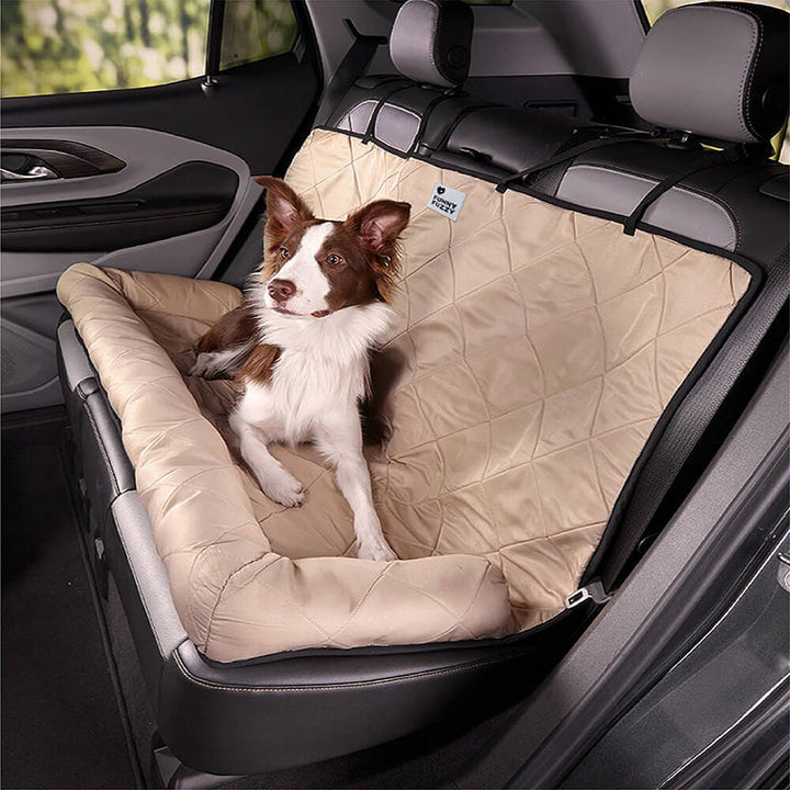 Comfortable Dog Car Bed - RoadPaw-Khaki Cream-Nora Luxe