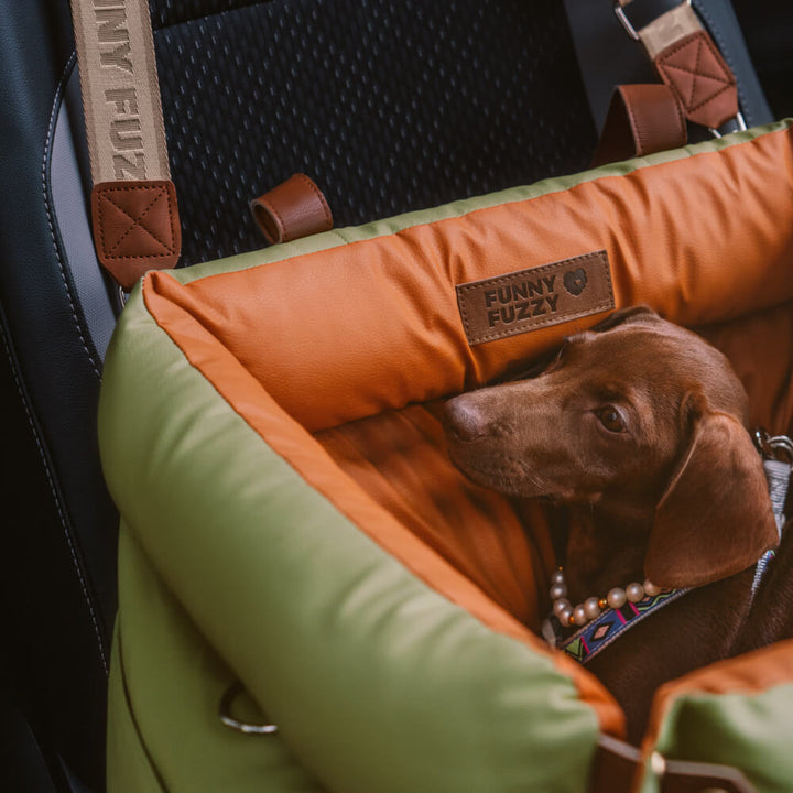 Comfortable Dog Car Seat - PawLuxury-Orange Green-Nora Luxe