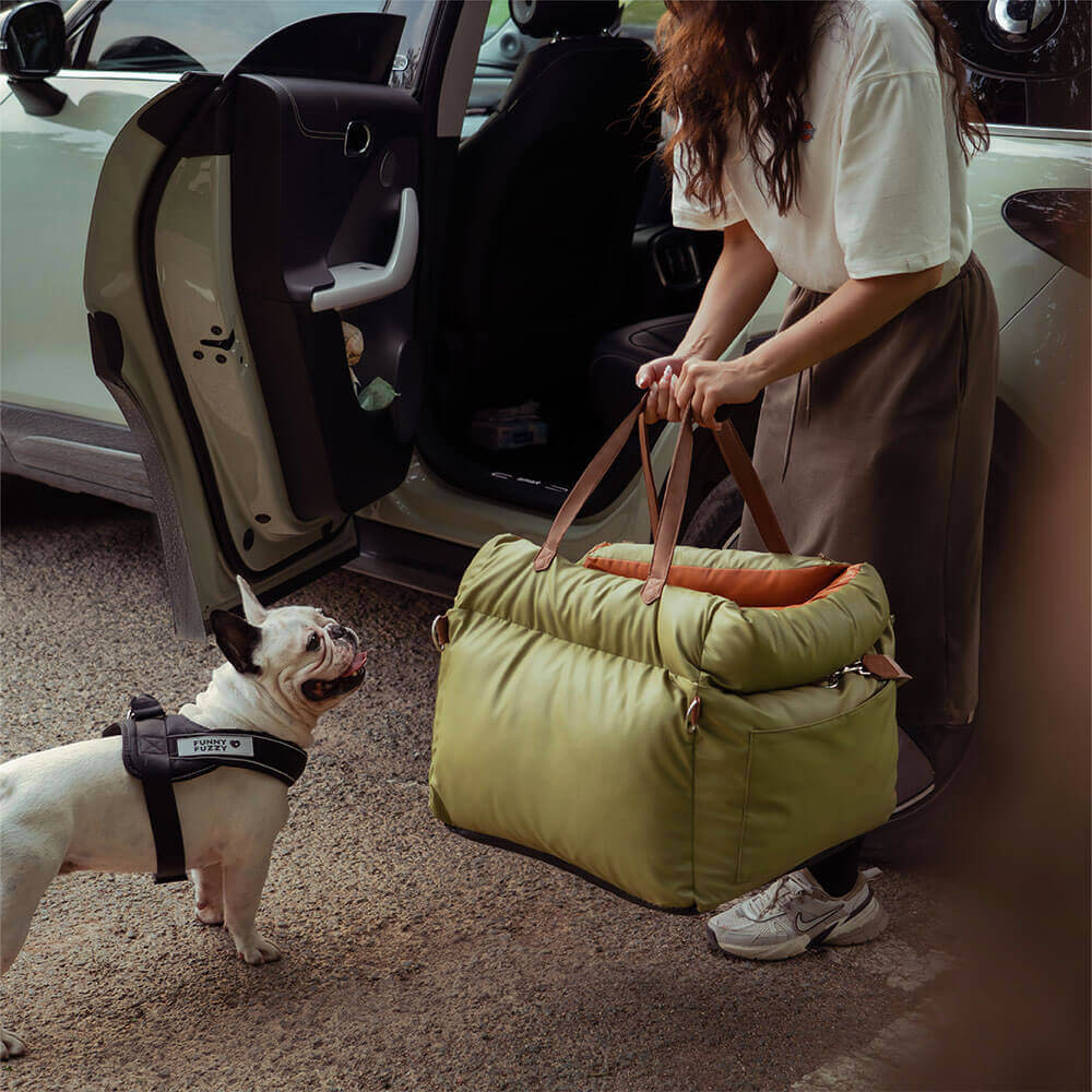 Comfortable Dog Car Seat - PawLuxury-Orange Green-Nora Luxe