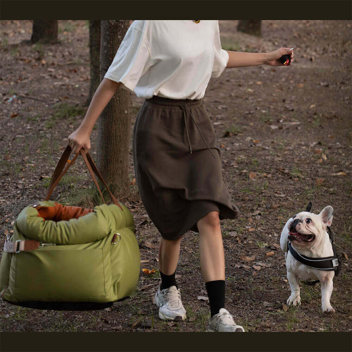 Comfortable Dog Car Seat - PawLuxury-Orange Green-Nora Luxe