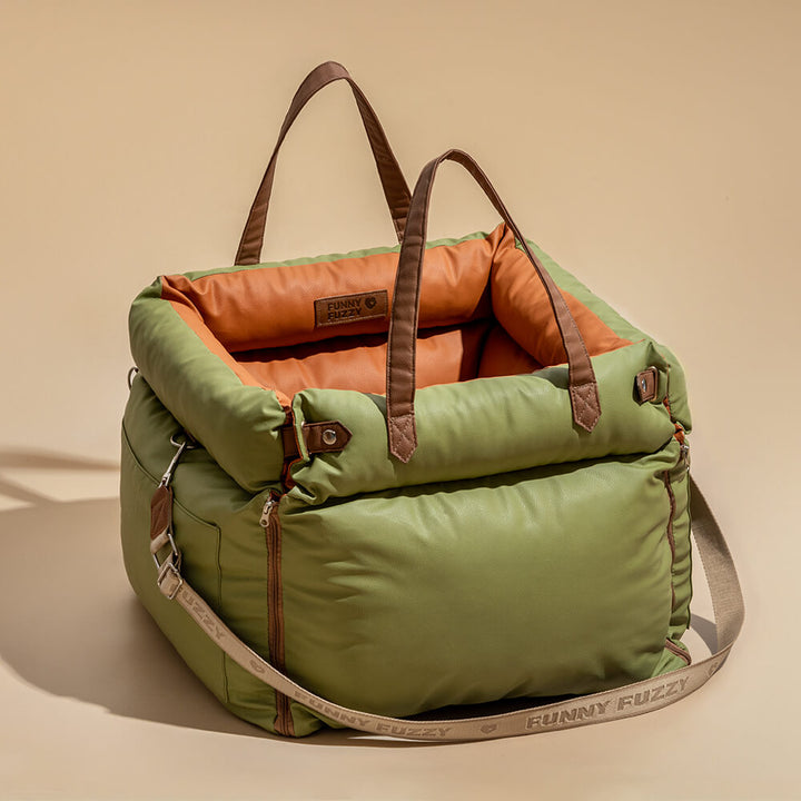 Comfortable Dog Car Seat - PawLuxury-Orange Green-Nora Luxe