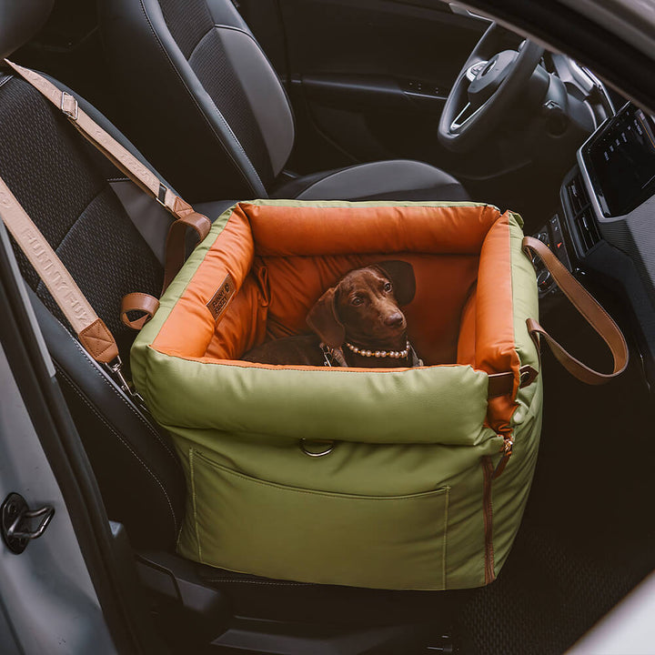 Comfortable Dog Car Seat - PawLuxury-Orange Green-Nora Luxe
