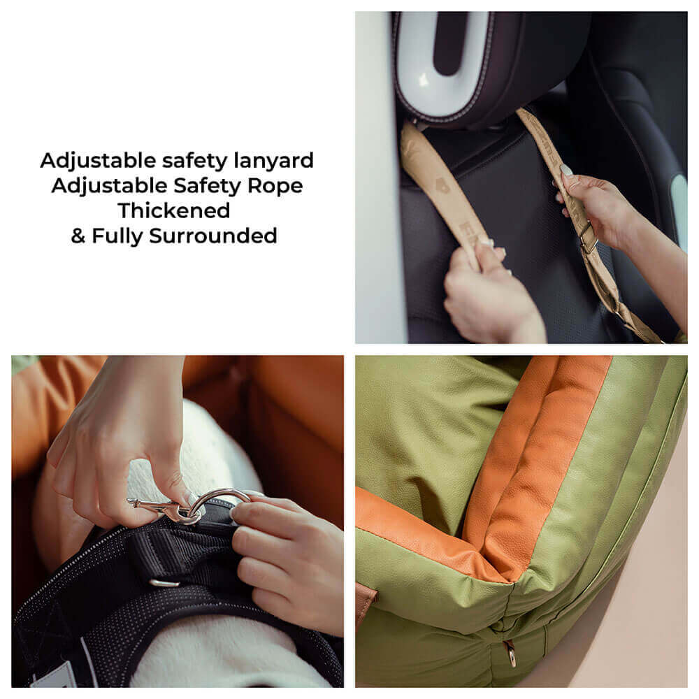 Comfortable Dog Car Seat - PawLuxury-Orange Green-Nora Luxe