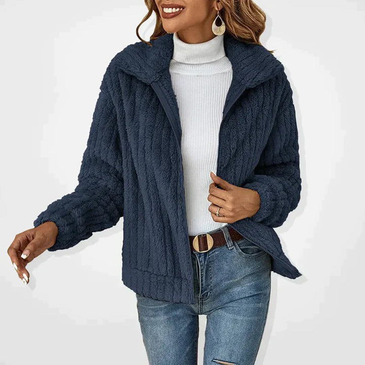 Comfortable Fleece Ladies' Jacket - Charlotte-Marine Blue-S-Nora Luxe