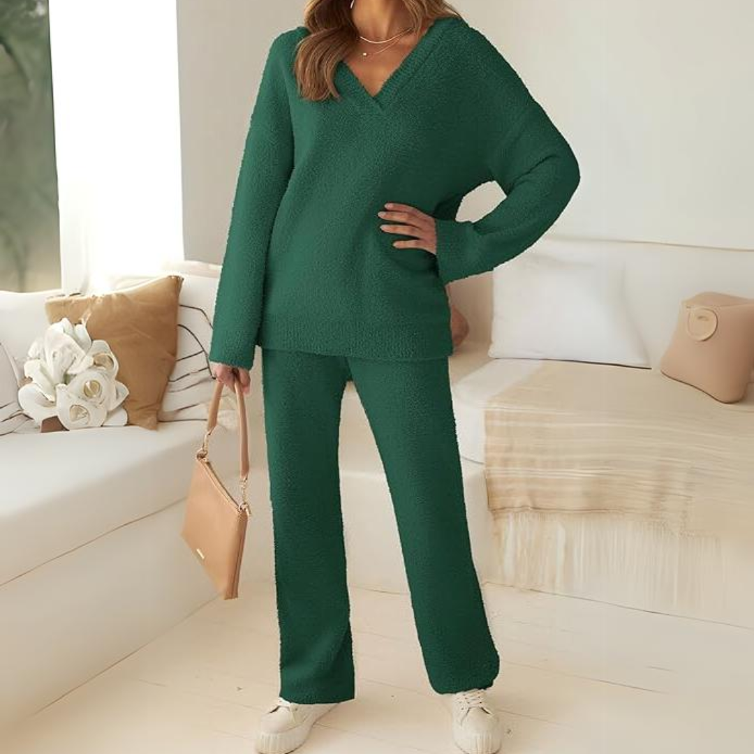 Comfortable Fleece Lounge Set - Rianne-Beige-S-Nora Luxe