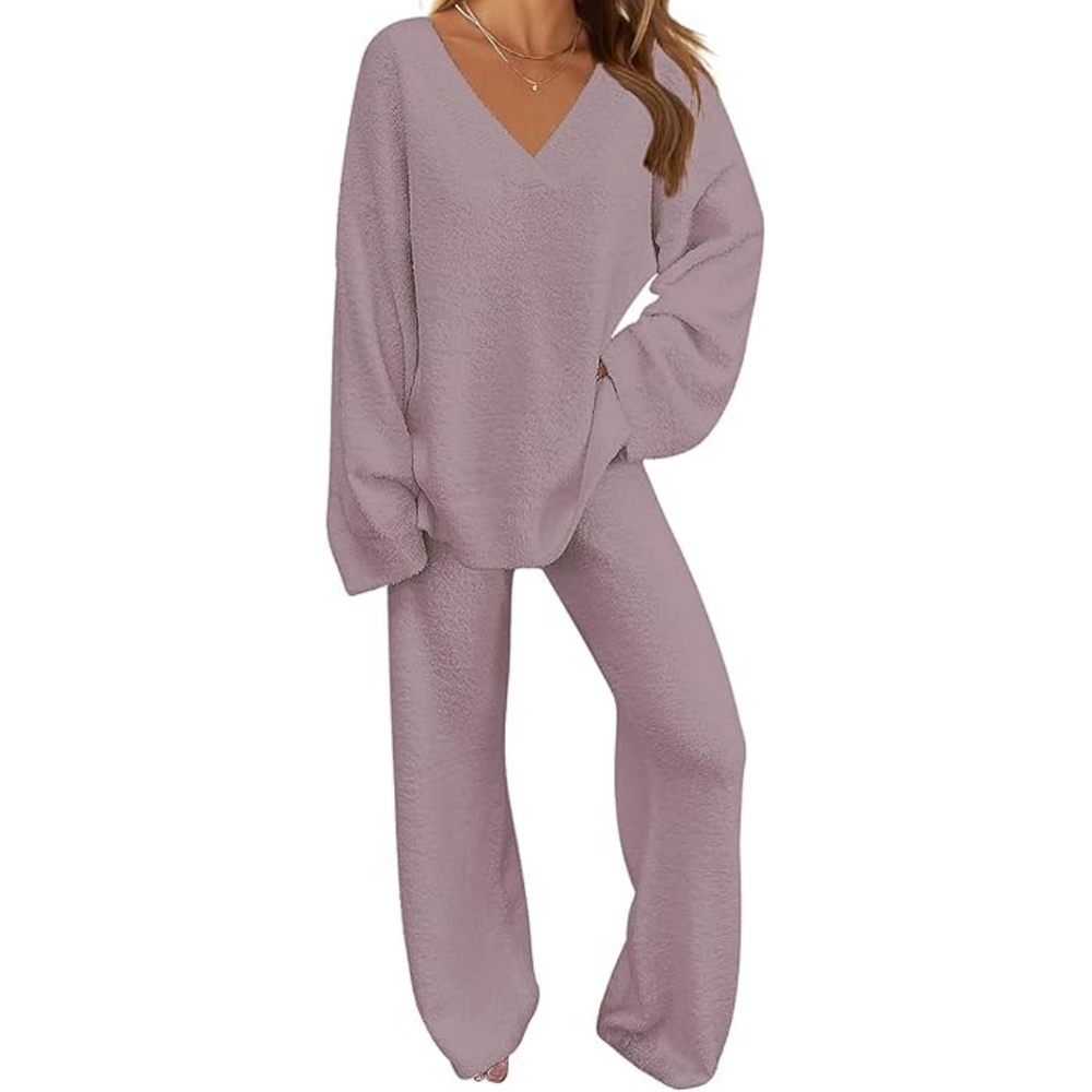 Comfortable Fleece Lounge Set - Rianne-Brown-S-Nora Luxe