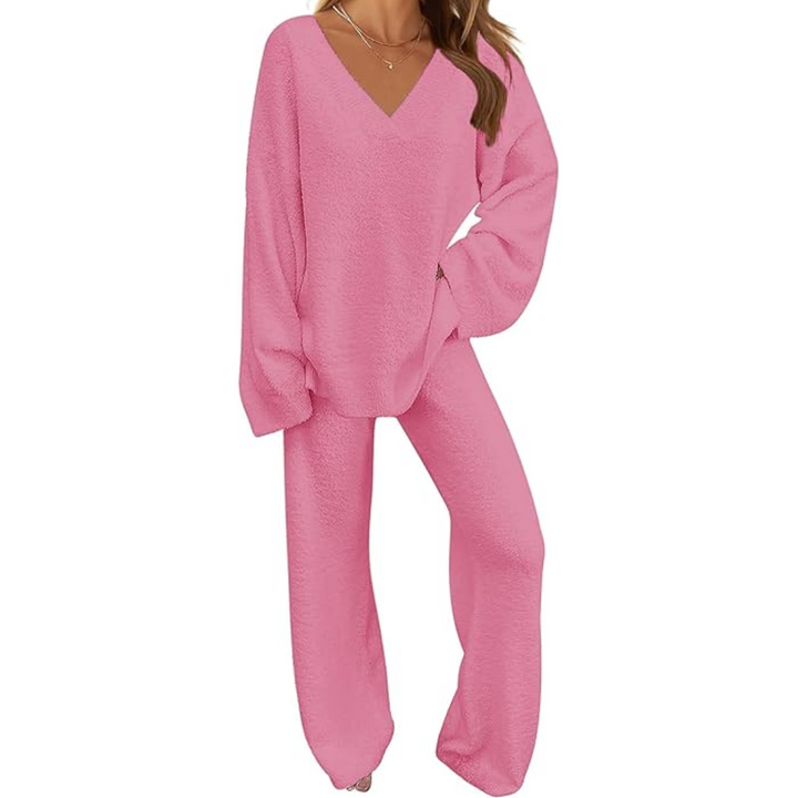 Comfortable Fleece Lounge Set - Rianne-Pink-S-Nora Luxe