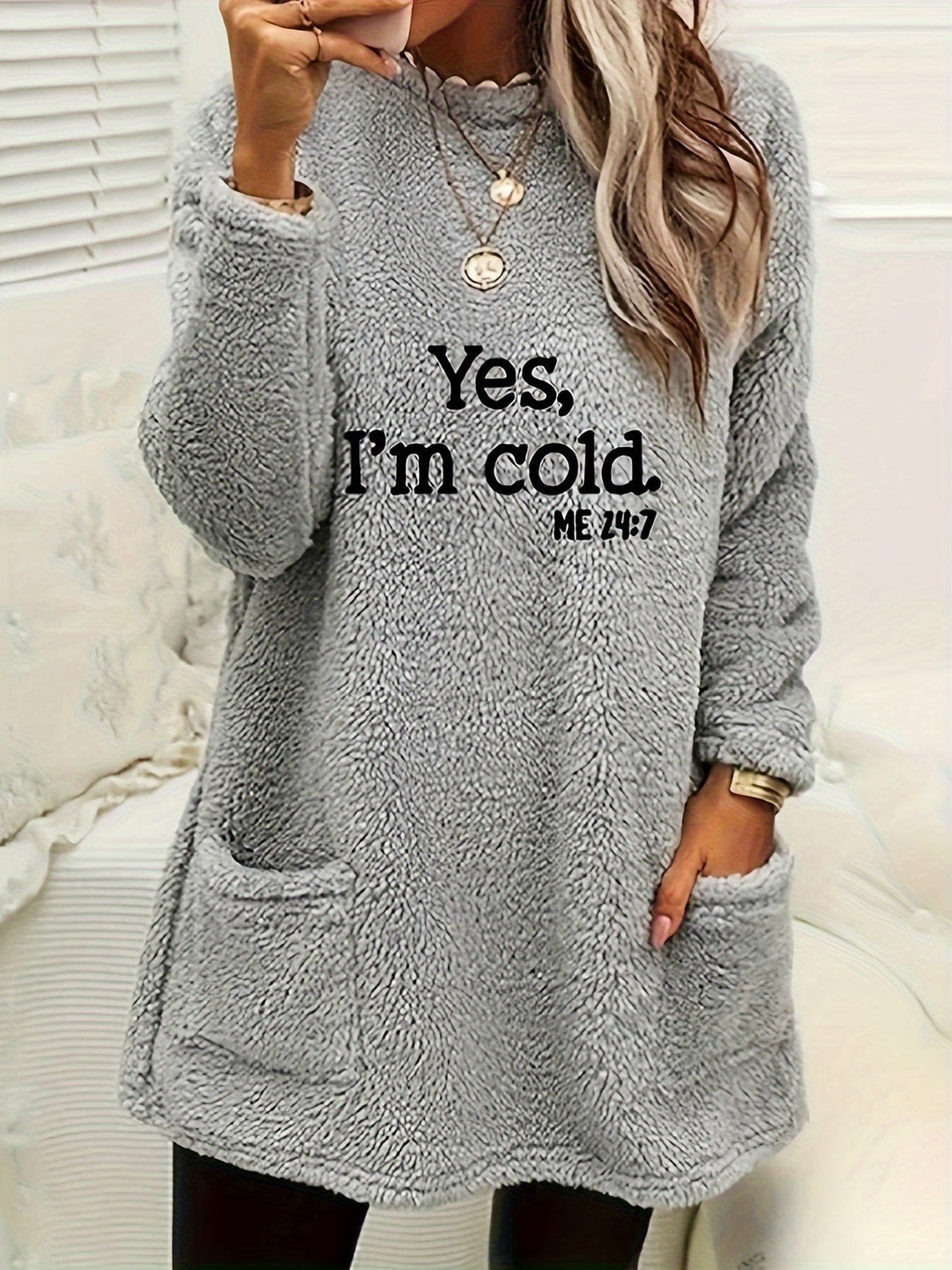 Comfortable Fleece Sweatshirt with Print - Luna-Gray-S-Nora Luxe