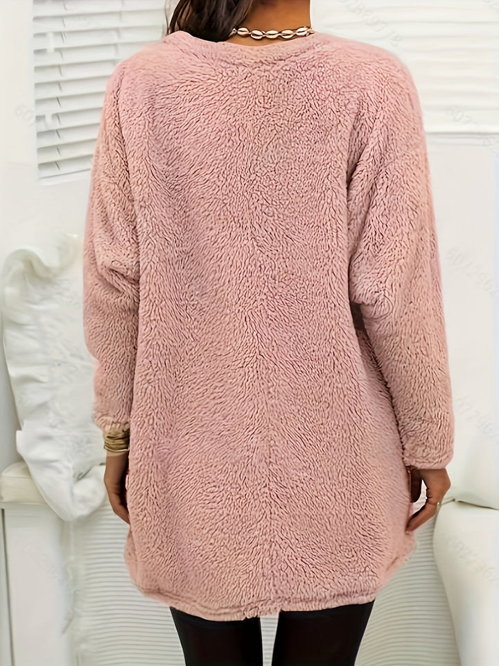 Comfortable Fleece Sweatshirt with Print - Luna-Light blue-S-Nora Luxe