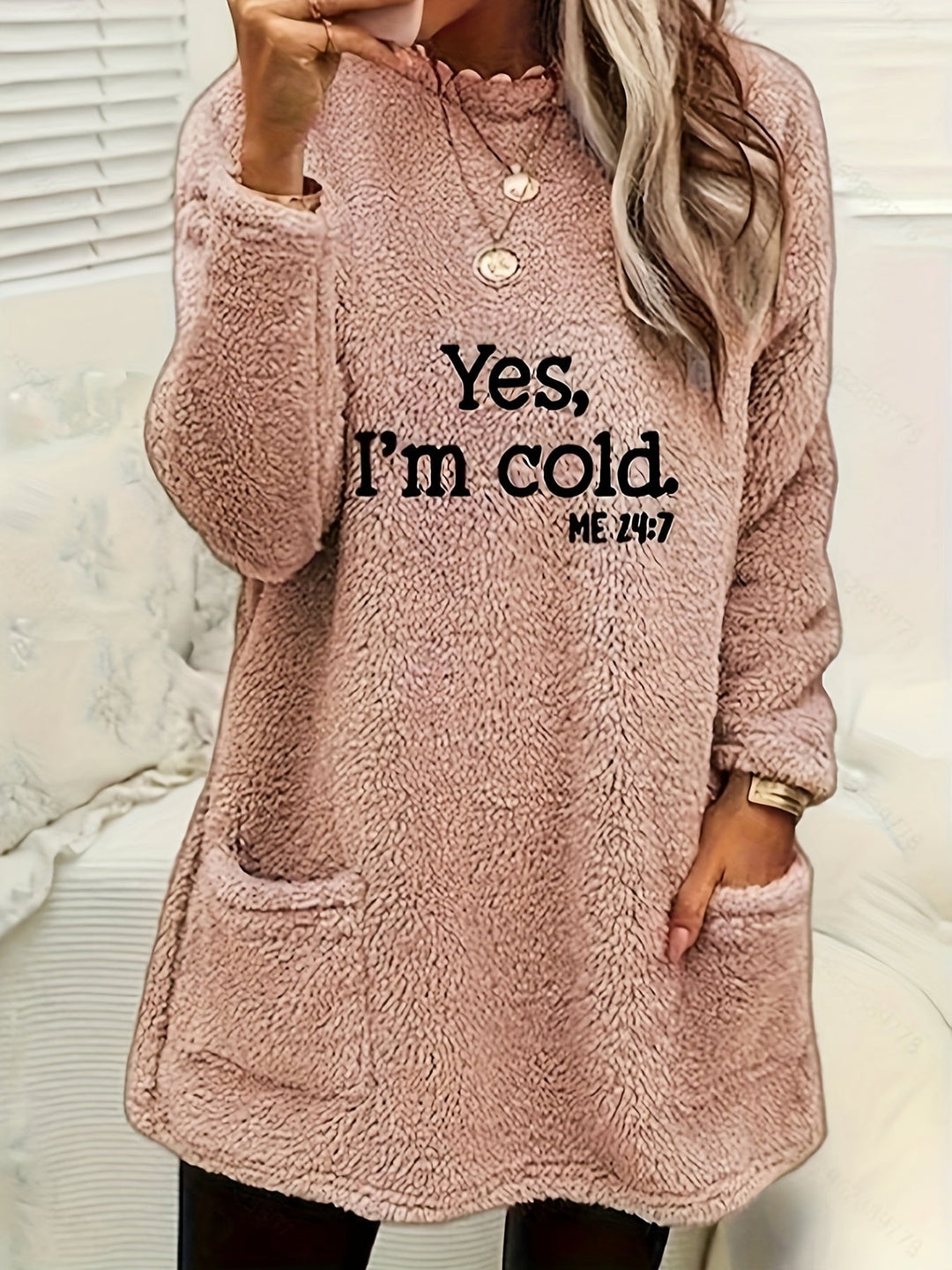 Comfortable Fleece Sweatshirt with Print - Luna-Pink-S-Nora Luxe