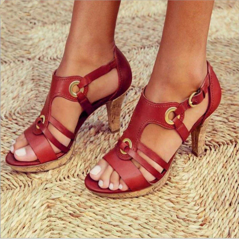 Comfortable high heels with stability comfort – Viviana-Red-4.5-Nora Luxe