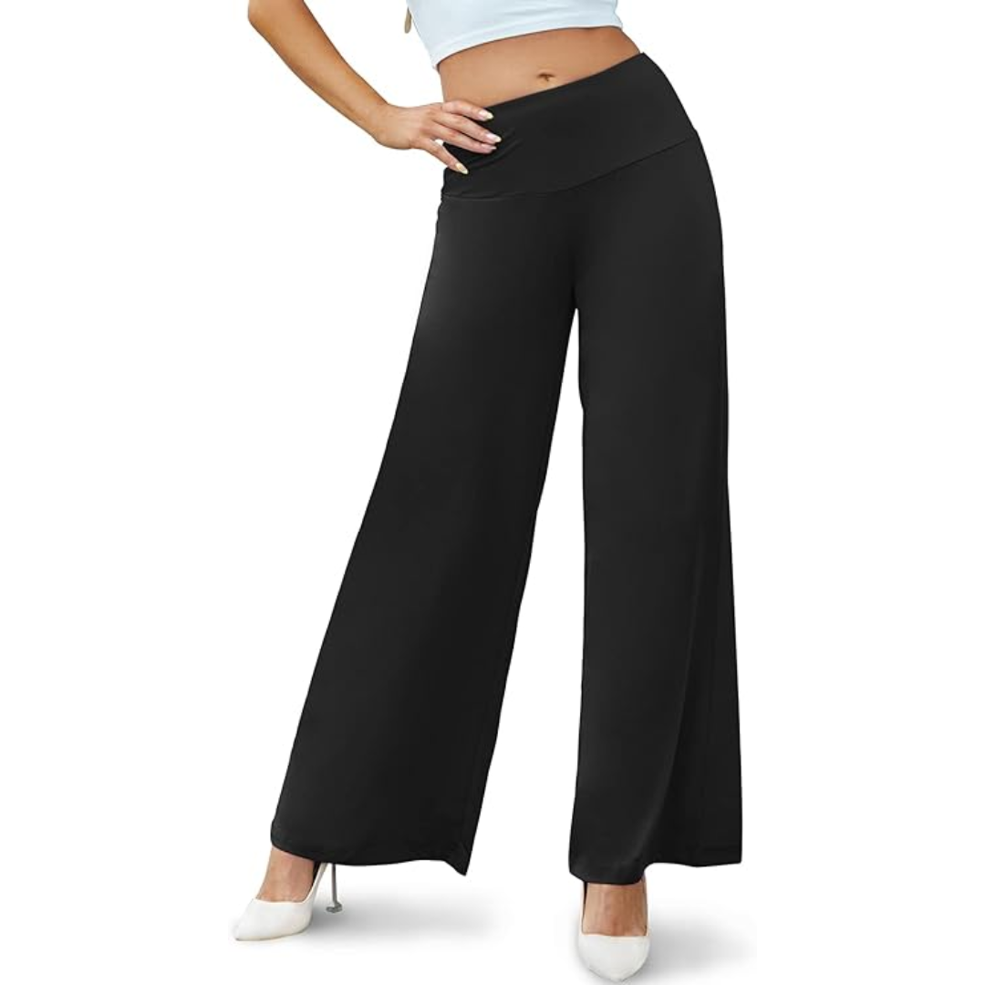 Comfortable High Waist Wide Palazzo Trousers - Oriana-Black-S-Nora Luxe