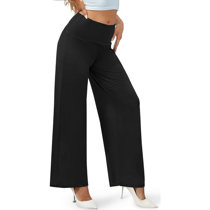 Comfortable High Waist Wide Palazzo Trousers - Oriana-Black-S-Nora Luxe