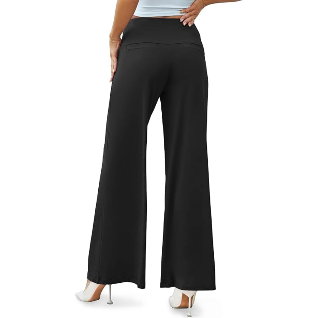 Comfortable High Waist Wide Palazzo Trousers - Oriana-Black-S-Nora Luxe