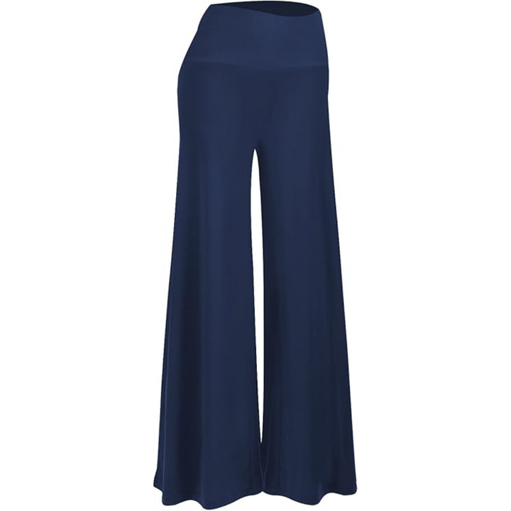 Comfortable High Waist Wide Palazzo Trousers - Oriana-Marine Blue-S-Nora Luxe