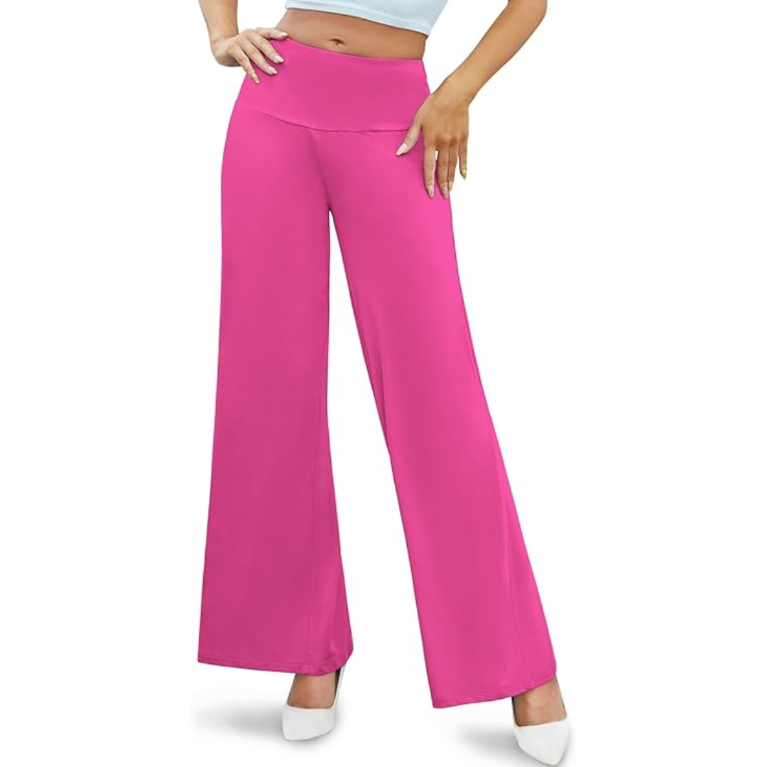 Comfortable High Waist Wide Palazzo Trousers - Oriana-Pink-S-Nora Luxe
