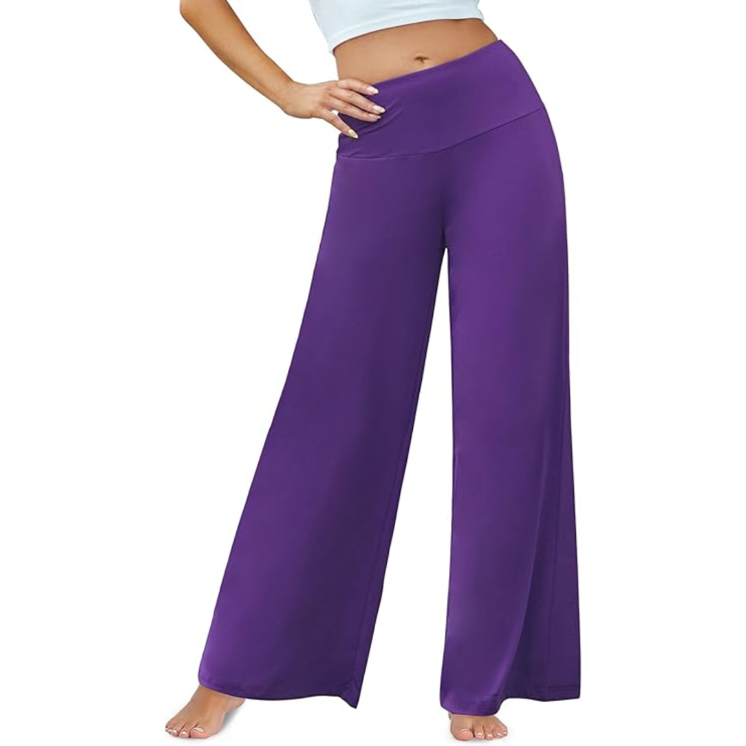 Comfortable High Waist Wide Palazzo Trousers - Oriana-Purple-S-Nora Luxe