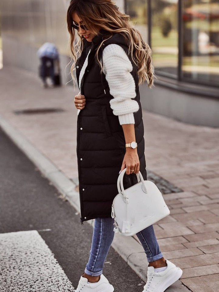 Comfortable Knee-Length Ladies Bodywarmer - Livia-Black-S-Nora Luxe