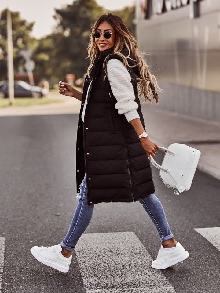 Comfortable Knee-Length Ladies Bodywarmer - Livia-Black-S-Nora Luxe