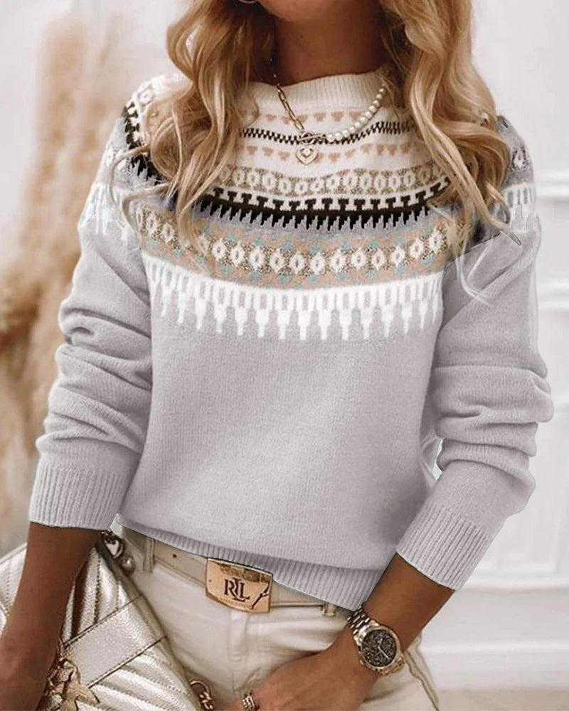 Comfortable Knitted Sweater for Women - CozyKnit-Gray-S-Nora Luxe