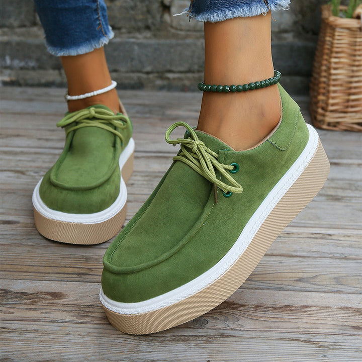 Comfortable ladies' lace-up shoes with cushioning – Aveline-Green-3.5-Nora Luxe