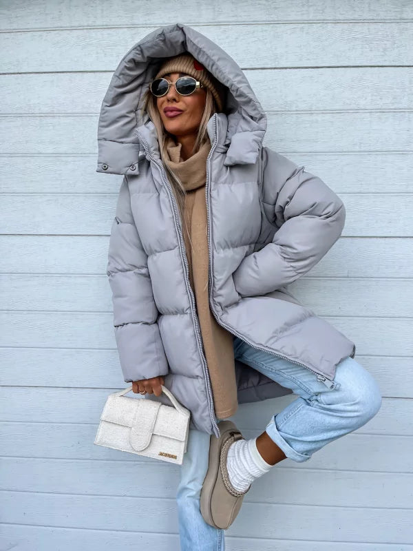 Comfortable Ladies Winter Coat - Aurora Luxe-Gray-S-Nora Luxe