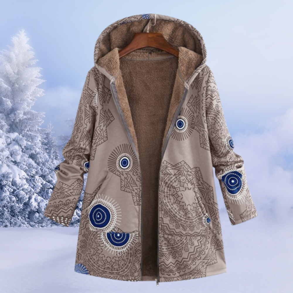 Comfortable Ladies' Winter Coat - Liora-Khaki-S-Nora Luxe