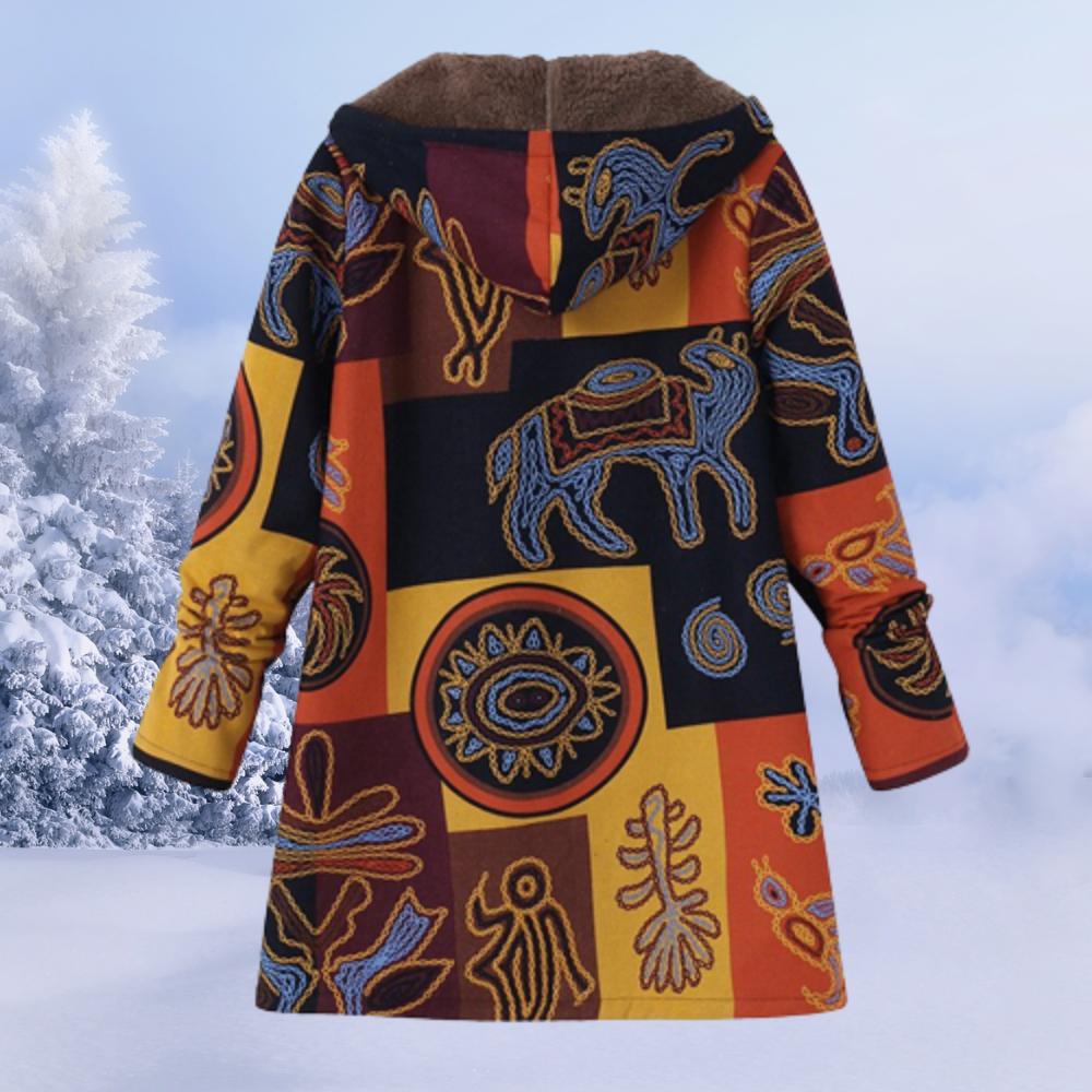Comfortable Ladies Winter Coat with Floral Print - Ivy-Multicolored-S-Nora Luxe