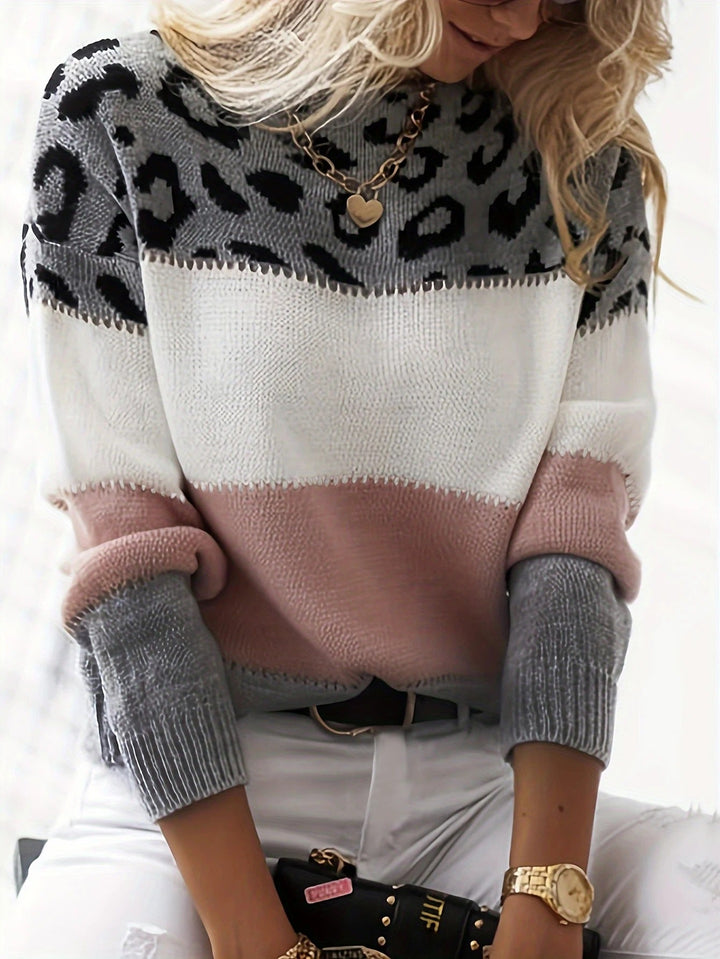 Comfortable Leopard Print Sweater - Laura-Gray-S-Nora Luxe