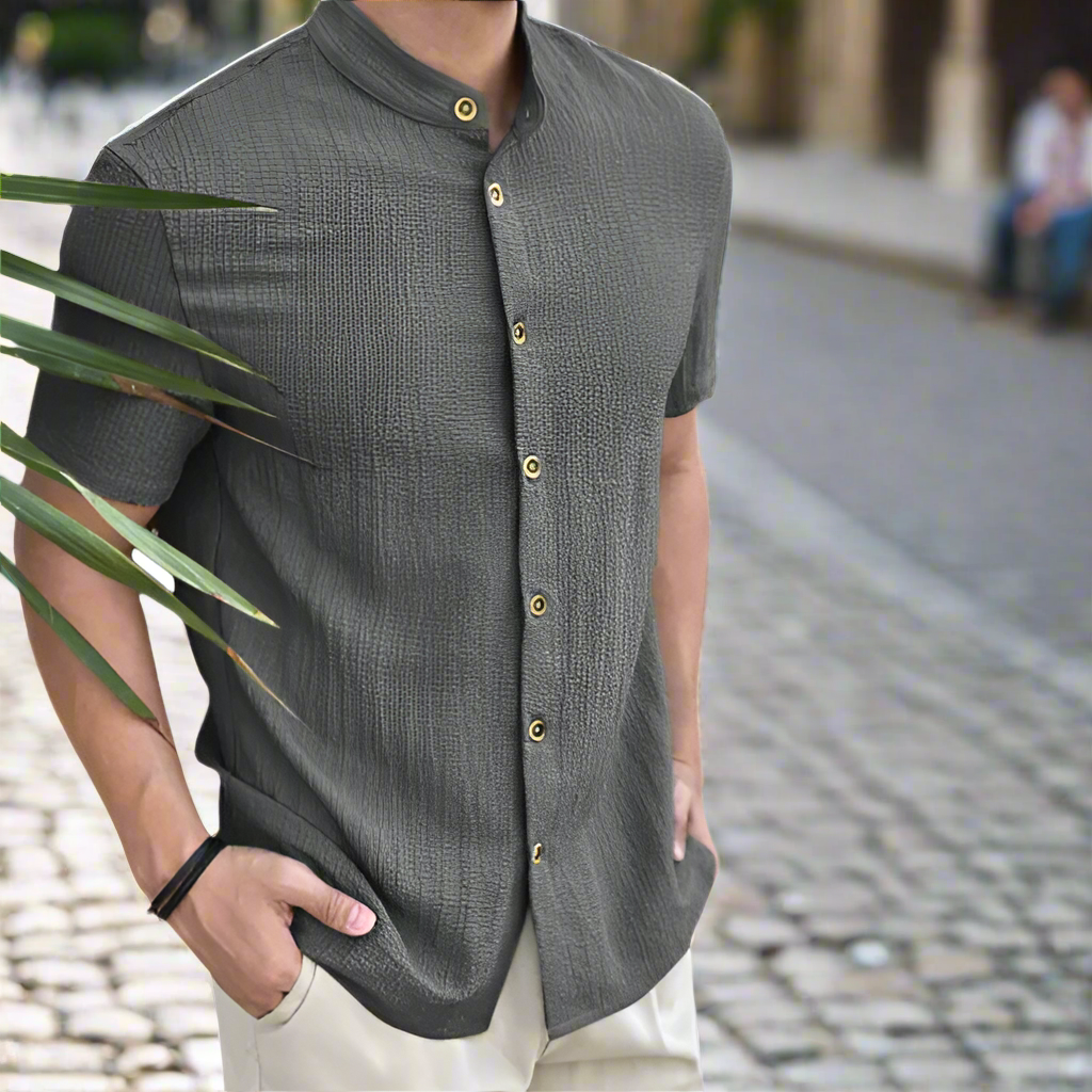 Comfortable Linen Men's Shirt – Sandro-Gray-S-State of Style