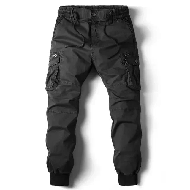 Comfortable Men's Cargo Trousers - Noah-Black-29-Nora Luxe