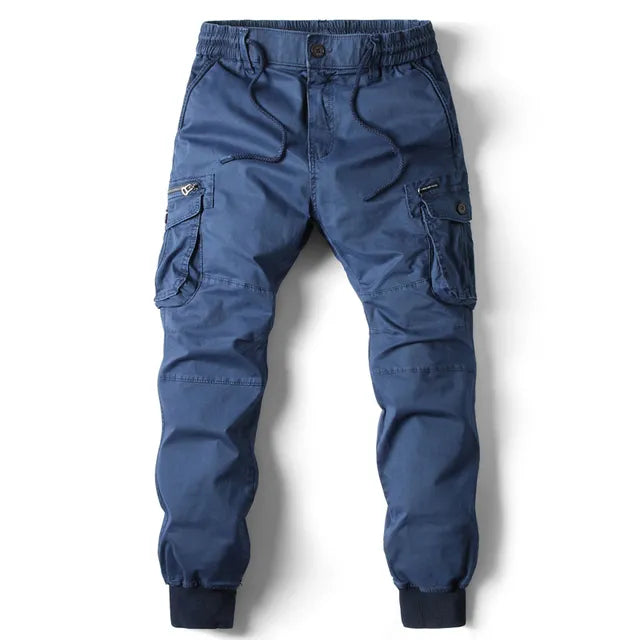 Comfortable Men's Cargo Trousers - Noah-Royal Blue-29-Nora Luxe