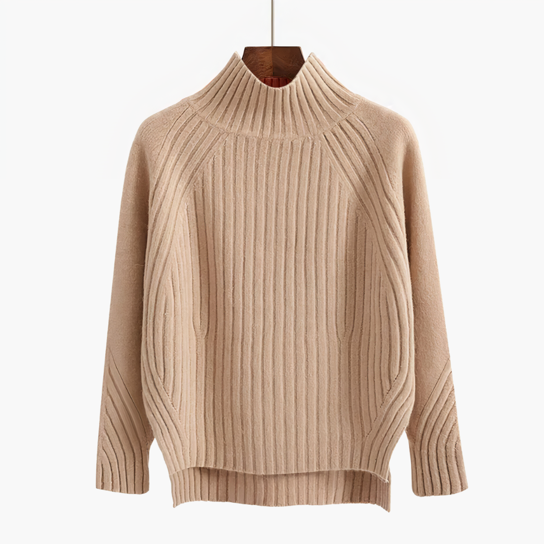 Comfortable Men's Sweater with Round Neck - Ruben-Beige-S-Nora Luxe