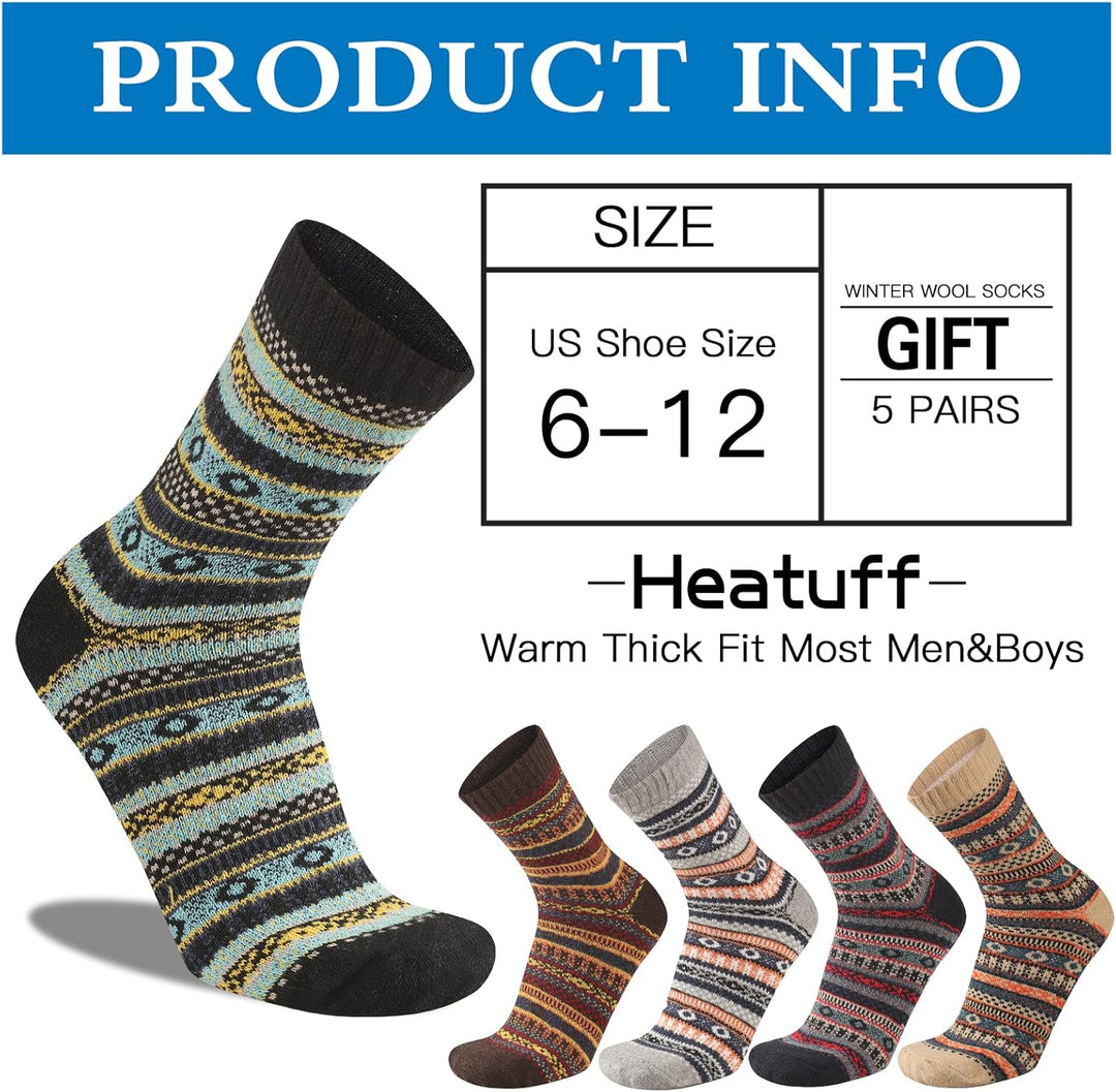 Comfortable Men's Thermal Socks (5 Pairs) - Kevin-Multicolored 1-Nora Luxe