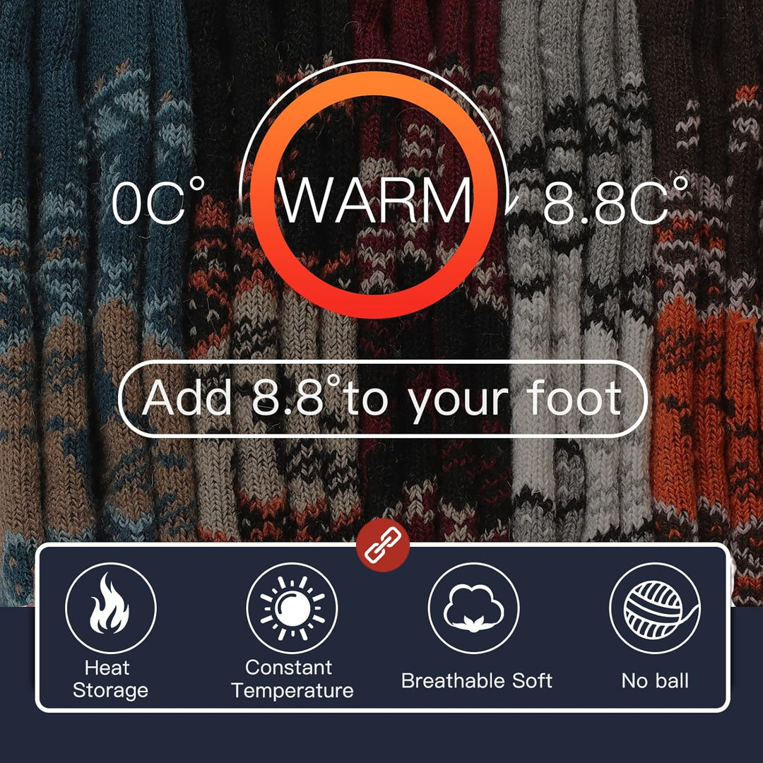 Comfortable Men's Thermal Socks (5 Pairs) - Kevin-Multicolored 1-Nora Luxe