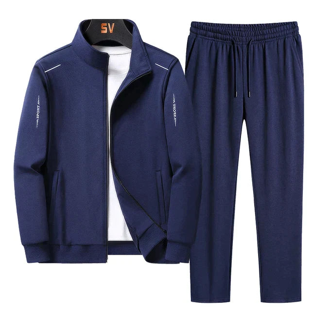Comfortable Men's Tracksuit - Hunter-Dark Blue-S-Nora Luxe